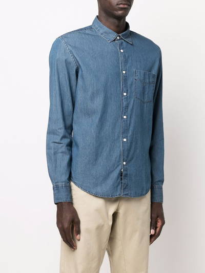 Shop Aspesi Pocket Button-up Denim Shirt In Blau