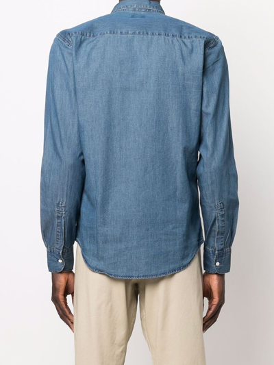 Shop Aspesi Pocket Button-up Denim Shirt In Blau