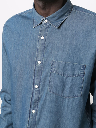 Shop Aspesi Pocket Button-up Denim Shirt In Blau