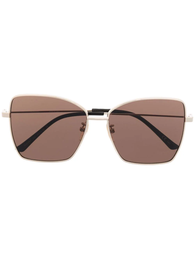 Shop Balenciaga Logo-print Butterfly-frame Sunglasses In Gold