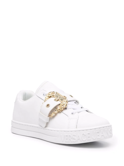 Shop Versace Jeans Couture Buckle-detail Low-top Sneakers In Weiss