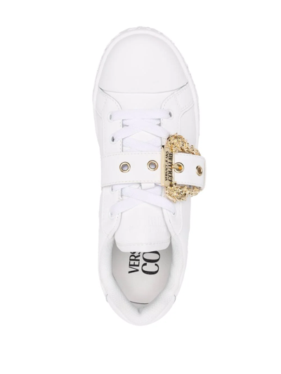 Shop Versace Jeans Couture Buckle-detail Low-top Sneakers In Weiss