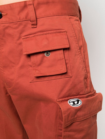 Shop Diesel Tapered Cargo Trousers In Orange