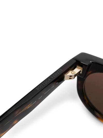 Shop Bottega Veneta Tortoiseshell-effect Rectangular-frame Sunglasses In Braun