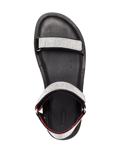 Shop Staud Crystal-embellished Touch-strap Sandals In Schwarz