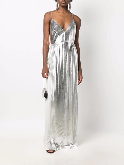 Shop Valentino Open-back Metallic Gown In Silber
