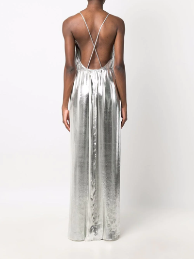 Shop Valentino Open-back Metallic Gown In Silber