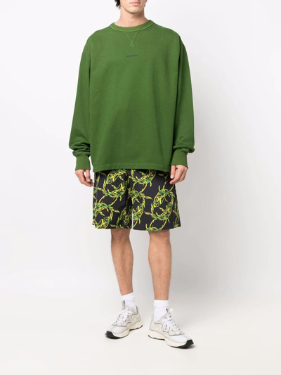 Shop Msgm Shark-print Cargo Shorts In Schwarz