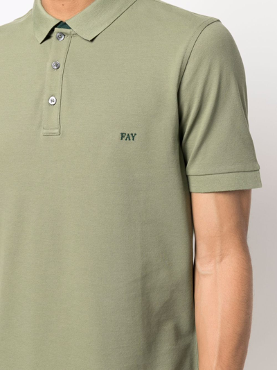 Shop Fay Embroidered-logo Polo Shirt In Grün