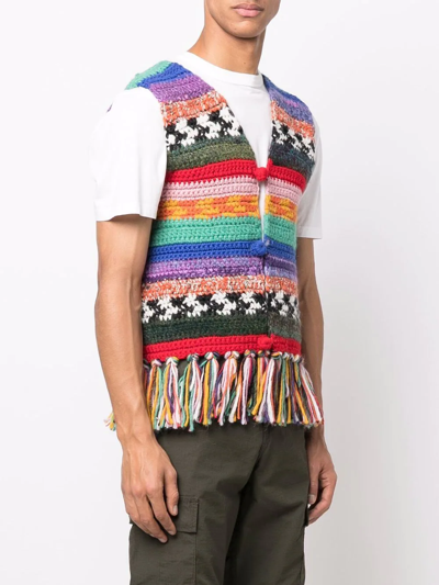 Shop Dsquared2 Fringed Colour-block Waistcoat In Rot