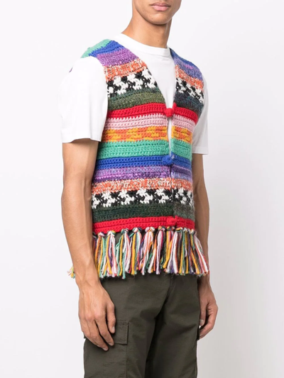 Dsquared2 Fringed Colour-block Waistcoat In Rot