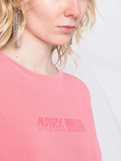 Shop Autry Logo-print T-shirt In Rosa