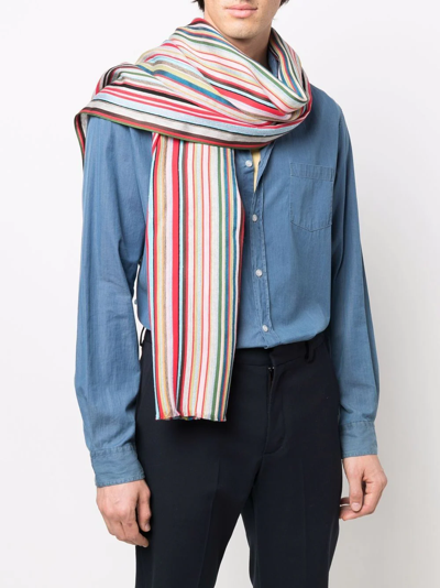 Shop Ps By Paul Smith Bliss Striped Knit Scarf In Blau