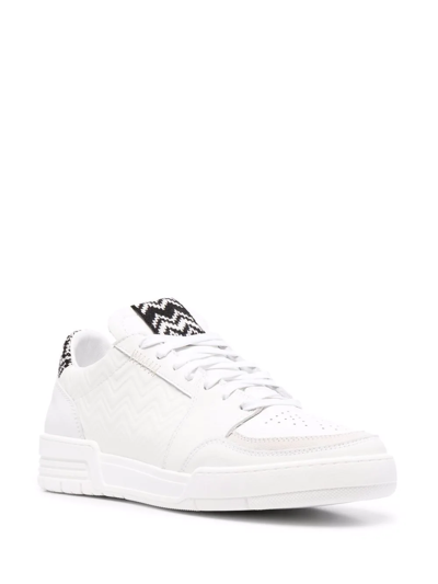 Shop Missoni Zig-zag Leather Lo-top Sneakers In White