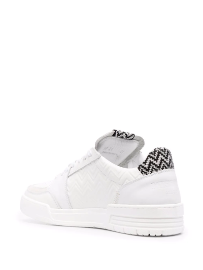 Shop Missoni Zig-zag Leather Lo-top Sneakers In White