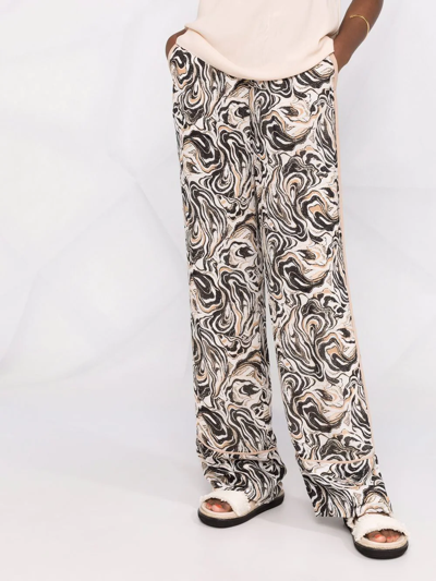 Shop Diane Von Furstenberg Marvel Marble-print Wide-leg Trousers In Nude