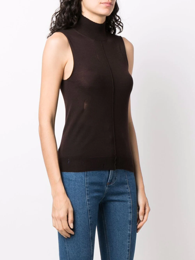 Amiri Distressed Cashmere Turtleneck Tank In Braun