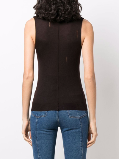 Amiri Distressed Cashmere Turtleneck Tank In Braun