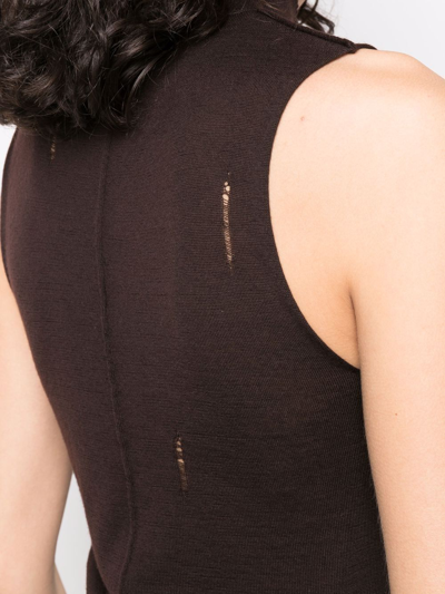 Amiri Distressed Cashmere Turtleneck Tank In Braun