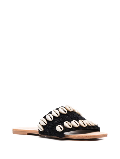 Manebi Embellished Open-toe Slides In Schwarz