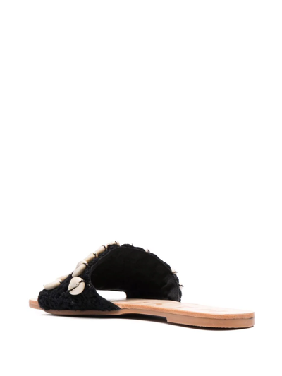 Manebi Embellished Open-toe Slides In Schwarz