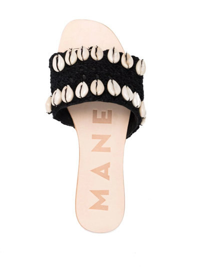 Manebi Embellished Open-toe Slides In Schwarz