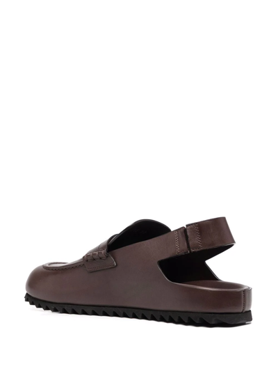 Shop Officine Creative Slingback Leather Loafers In Braun