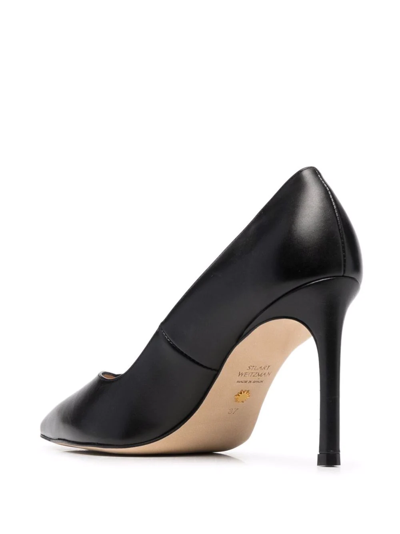 Shop Stuart Weitzman Pointed Leather Pumps In Schwarz