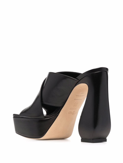 Si Rossi 125mm Platform Leather Mules In Black