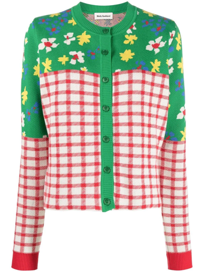 Shop Molly Goddard Check-pattern Round-neck Cardigan In Grün