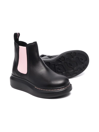 Shop Alexander Mcqueen Slip-on Leather Ankle Boots In Black