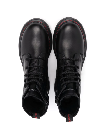 Alexander Mcqueen Lace-up Leather Ankle Boots In Black