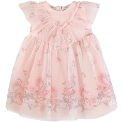 Shop Monnalisa Pink Teddy Print Tulle Dress