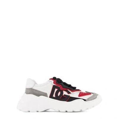 Shop Dolce & Gabbana White Dg Trainers In Red
