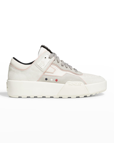 Shop Moncler Promyx Space Mixed Leather Sneakers In Natural