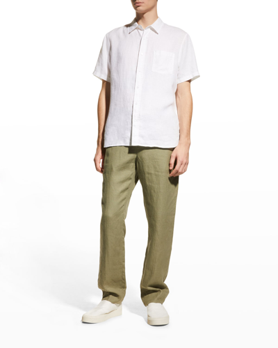 Shop Vince Men's Linen Sport Shirt In Feathergrass