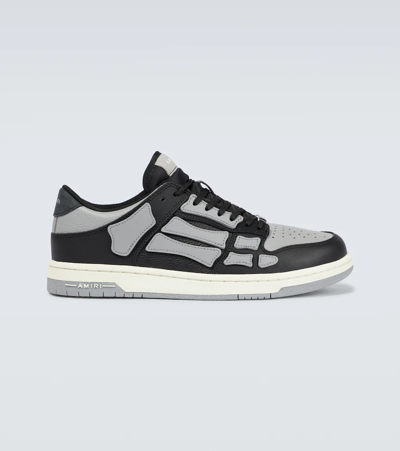 Shop Amiri Skeleton Low Top Sneakers In Black/grey