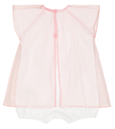 Shop Il Gufo Baby Cotton Bodysuit And Lace Overlay In Pink White
