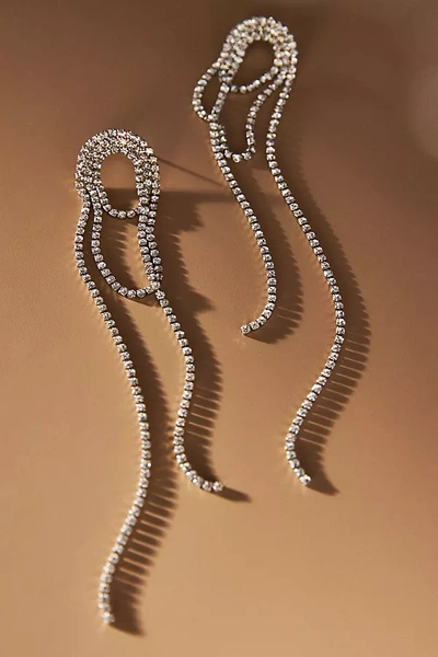 Shop Shashi Crystal Loop Chandelier Earrings In Silver
