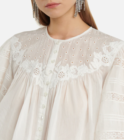 Shop Isabel Marant Gregoria Cotton And Silk Blouse In White
