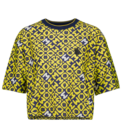 Shop Moncler Printed Cropped T-shirt In Yellow