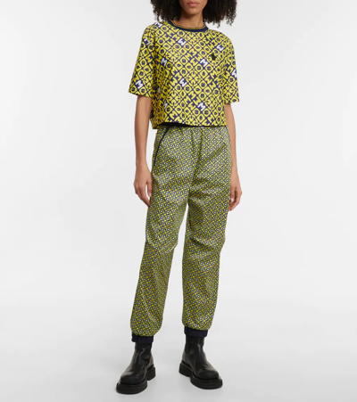 Shop Moncler Printed Cropped T-shirt In Yellow