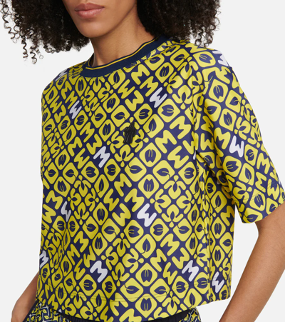 Shop Moncler Printed Cropped T-shirt In Yellow