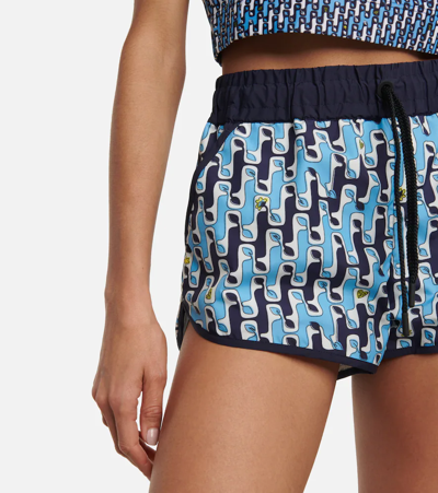 Shop Moncler Printed Shorts In Blue