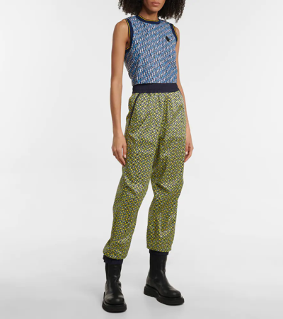 Moncler Abstract-pattern Cropped Tank Top In Blue