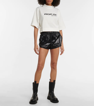 Shop Moncler Printed Cropped T-shirt In White