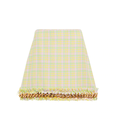 Shop Versace Embellished Cotton-blend Miniskirt In Pinapple Multicolour