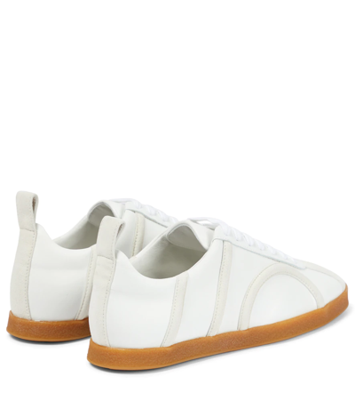 Shop Totême Suede-trimmed Leather Sneakers In Off White