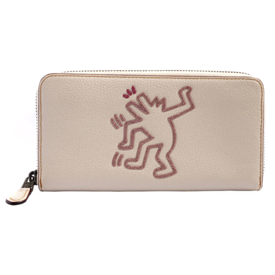 Shop Coach Ladies Chalk Keith Haring Accordion Zip Leather Wallet