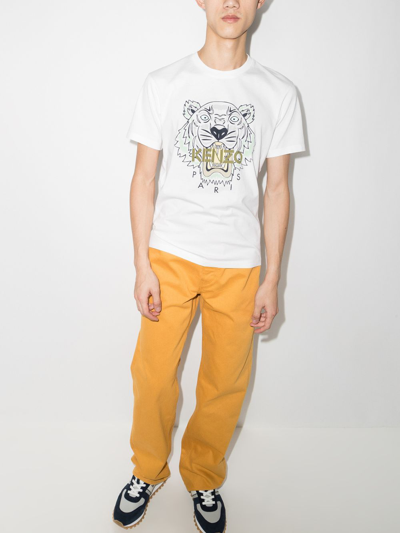 Shop Kenzo Tiger Print Cotton T-shirt In White